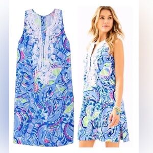 Lilly Pulitzer Carlotta Stretch Shift Dress in Blue peri pinch pinch size 12 NWT